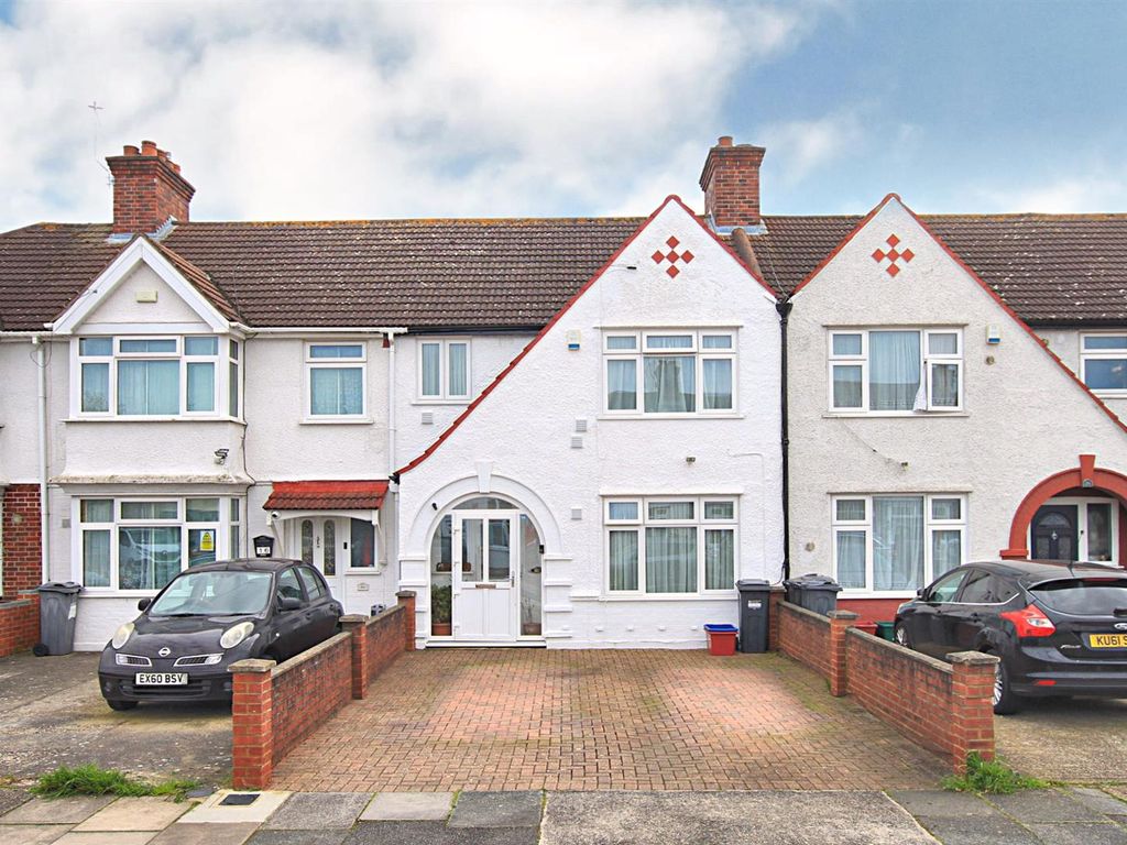 3 bed terraced house for sale in Clevedon Gardens, Cranford TW5, £