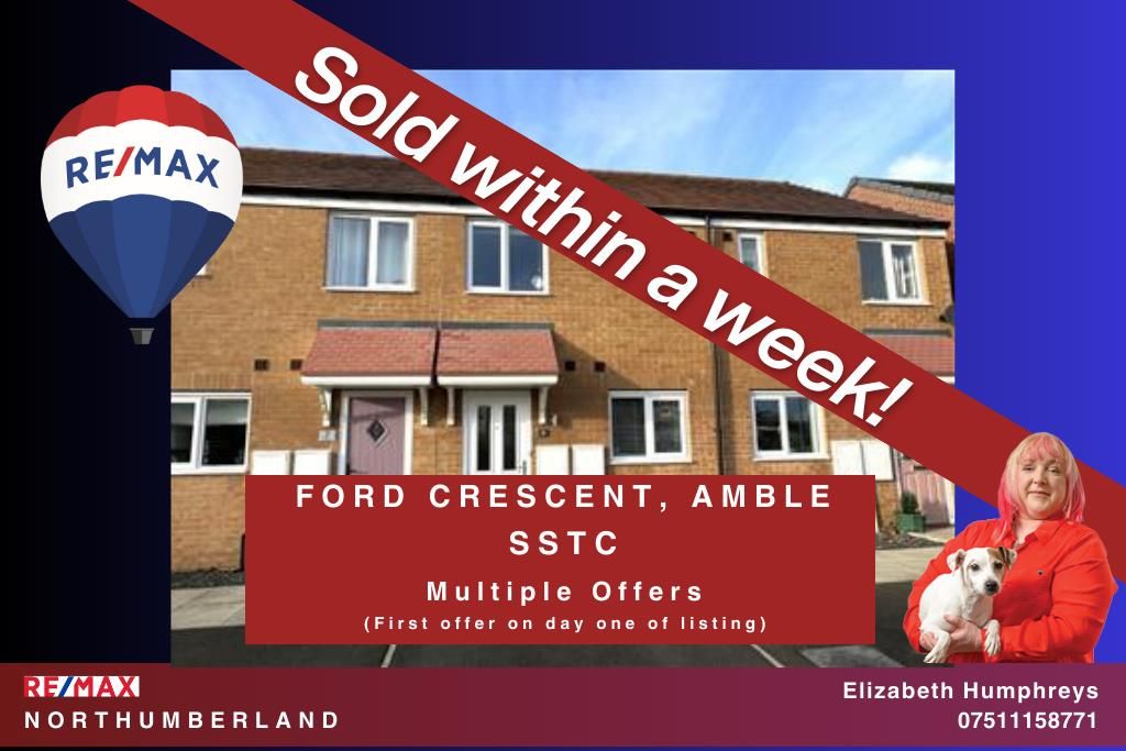 2 bed terraced house for sale in Ford Crescent, Amble, Morpeth NE65, £