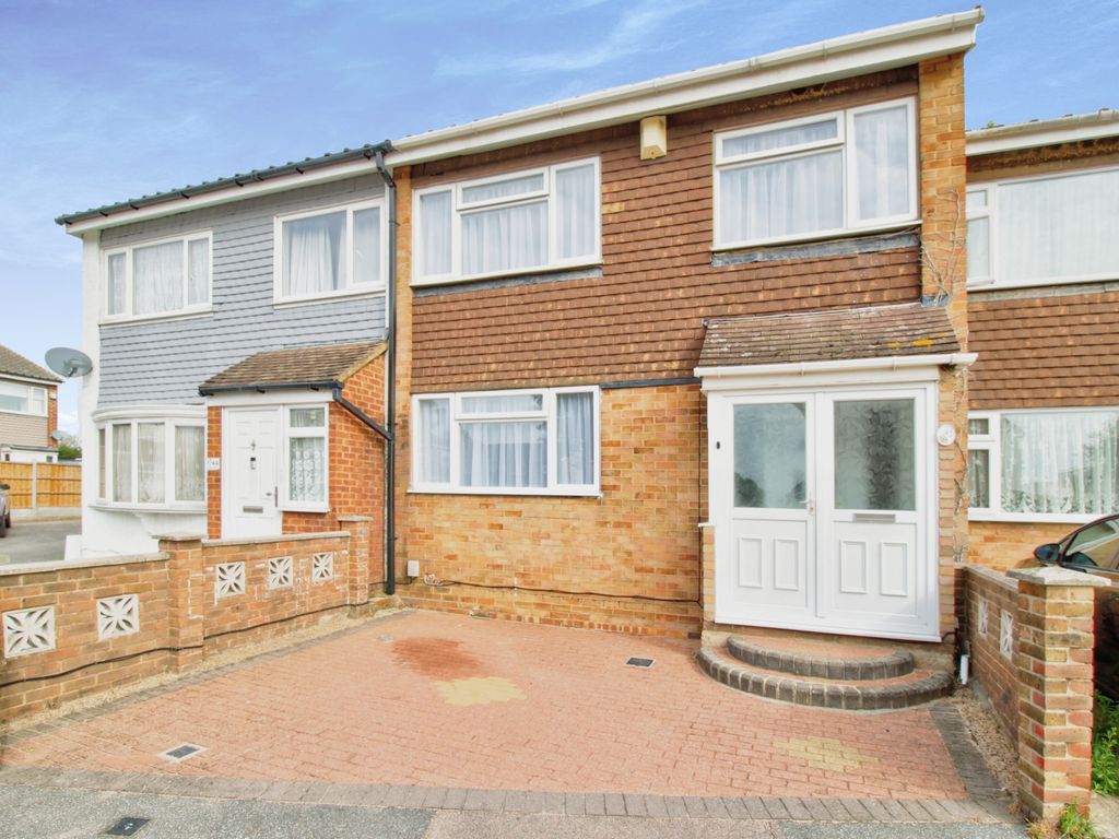 3 bed terraced house for sale in Theydon Gardens, Rainham RM13, £