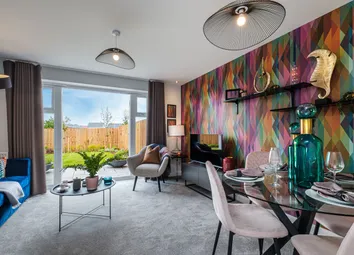 Lounge With Bold Abstract Wallpaper And Open French Doors