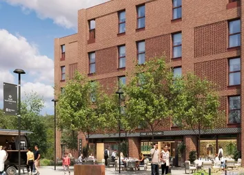 CGI Of New Build Flats With Commercial Unit And Communal Square In Front