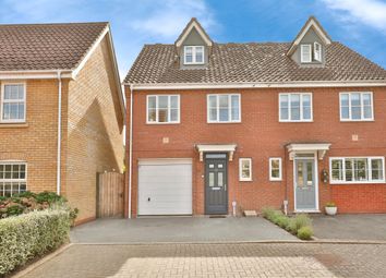 Thumbnail 3 bed semi-detached house for sale in Burroughs Way, Wymondham