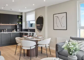 Decorated Living-Dining Area And Kitchen, Grey And White Colour Palette