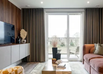 Contemporary Designed Living Space With Custom Cupboard And Wall Mounted TV, Tall Windows And