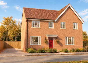 A Two-Story Red Brick House With A Red Front Door And Manicured Flowerbeds Stands Before A Backdrop