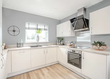 A Modern White Kitchen With A Light Wood Floor In The Foreground And A Light Gray Wall With A Window