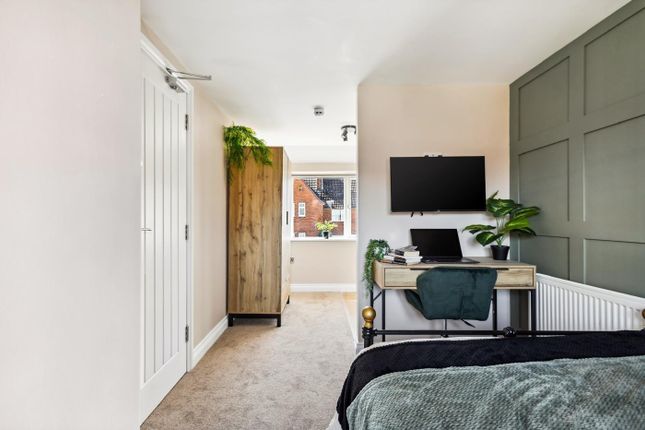 This Stylish Double Bedroom Features A Comfortable...