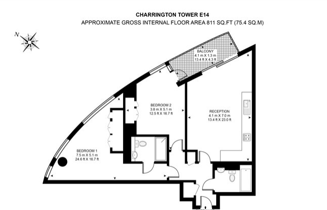 Flat to rent in Charrington Tower, Biscayne Avenue, London