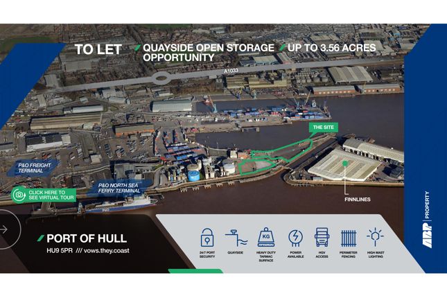 Land to let in Quayside Open Storage, King George Dock, Hull, East Yorkshire