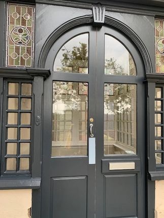 Elegant Front Door With Decorative Stained Glass P...