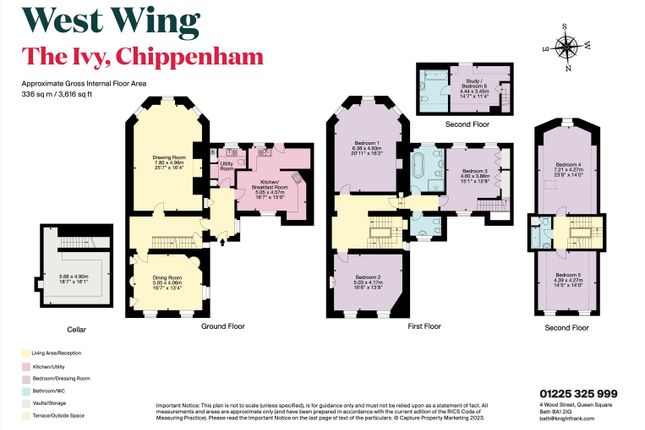 Terraced house for sale in West Wing, The Ivy, Chippenham, Wiltshire