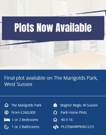 Thumbnail Mobile/park home for sale in The Marigolds, Shripney Road, Bognor Regis