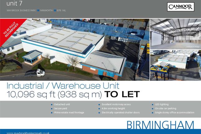 Thumbnail Warehouse to let in Unit 7 Maybrook Business Park, Maybrook Road, Sutton Coldfield, West Midlands