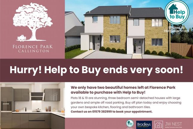 Thumbnail Semi-detached house for sale in Florence Park, Callington, Cornwall