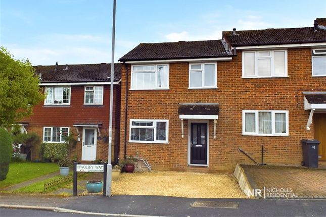 Thumbnail End terrace house for sale in Wolsey Way, Chessington, Surrey.