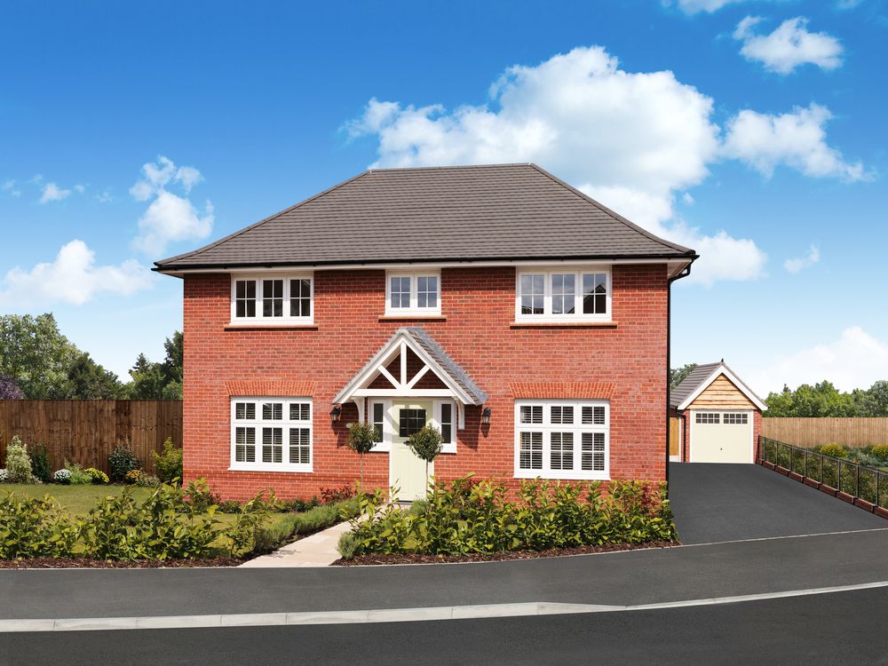 Property photo 1 of 7 Redrow External Brick Image Of The 4 Bedroom Harrogate Home With Detached Garage At Oakleigh Fields