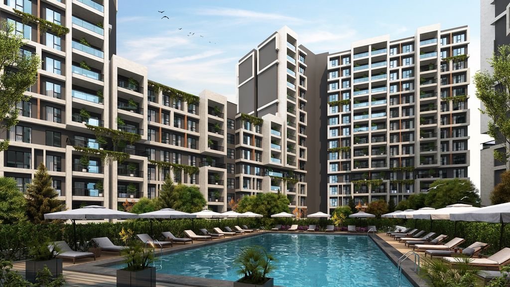Property photo 1 of 18 Off-Plan Smart Home Kartal Apartments For Sale In Istanbul Asian Side - Main View Of Complex And Pool