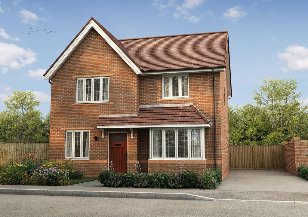 Property photo 1 of 10 A Brick House With A Red Door And Bay Windows Sits On A Paved Driveway