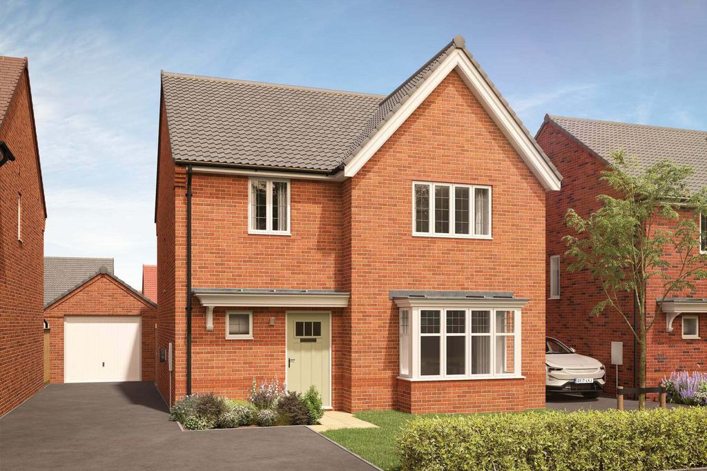 Property photo 1 of 9 A Modern Red Brick House With A Light Green Door And Bay Windows Sits In The Foreground