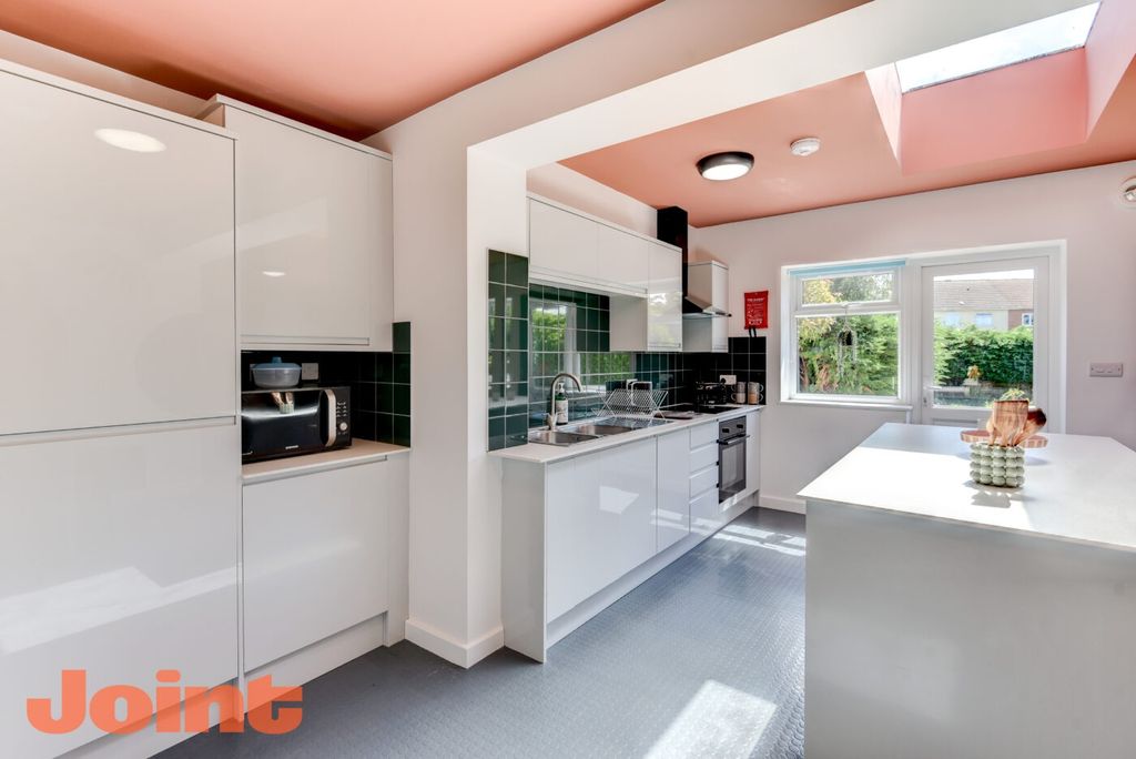 Property photo 2 of 6 Bright Modern Kitchen With Glossy White Cabinets, ...