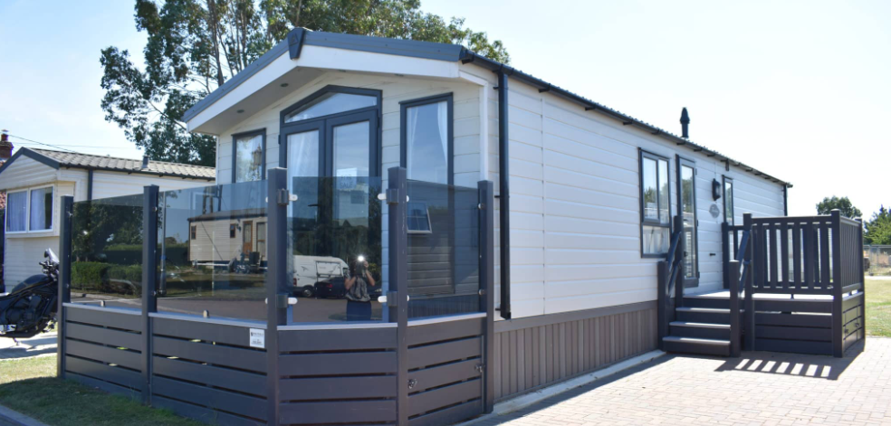 Property photo 1 of 14 Exterior Of Holiday Caravan With Front Glass-Panelled Decking At Eastland Meadows Country Park