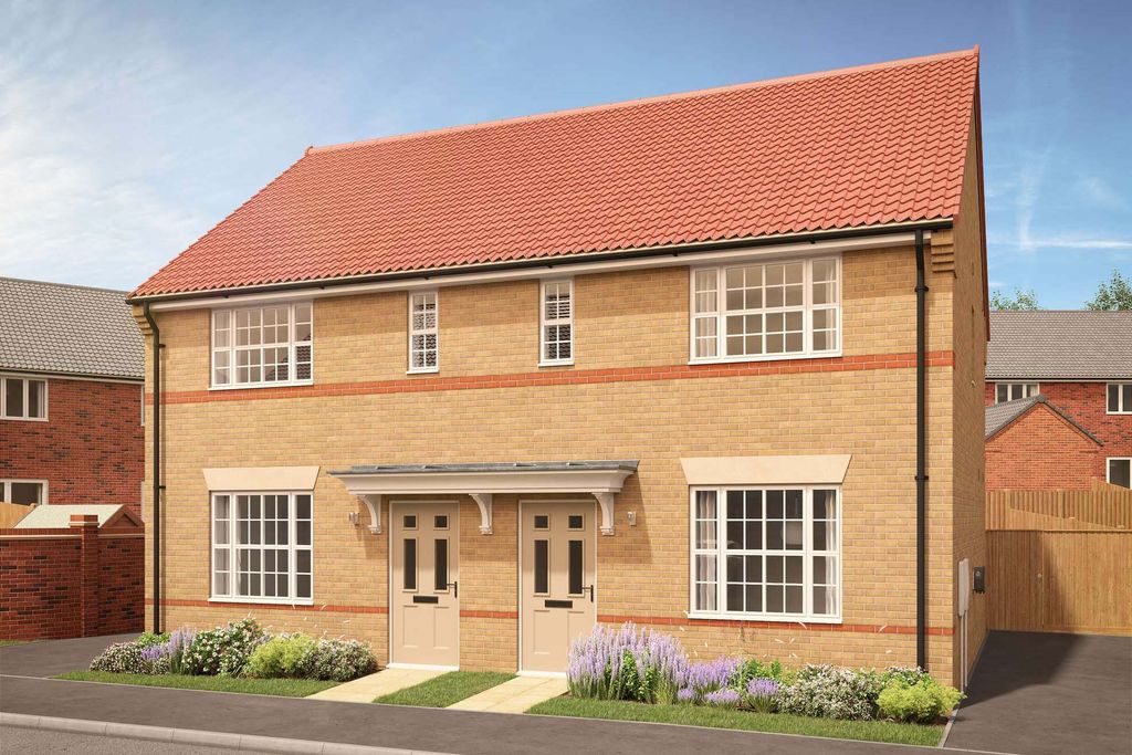 Property photo 1 of 10 A Modern Beige Brick Semi-Detached House With A Red Tiled Roof Stands In The Foreground