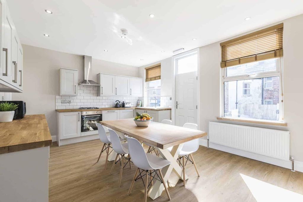 Property photo 1 of 7 Bright, Modern Kitchen With White Cabinetry, Woode...
