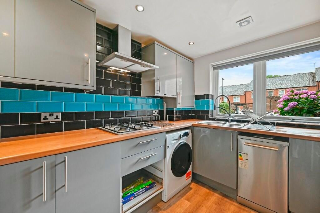Property photo 3 of 13 Modern Kitchen Featuring Sleek Grey Cabinetry With...