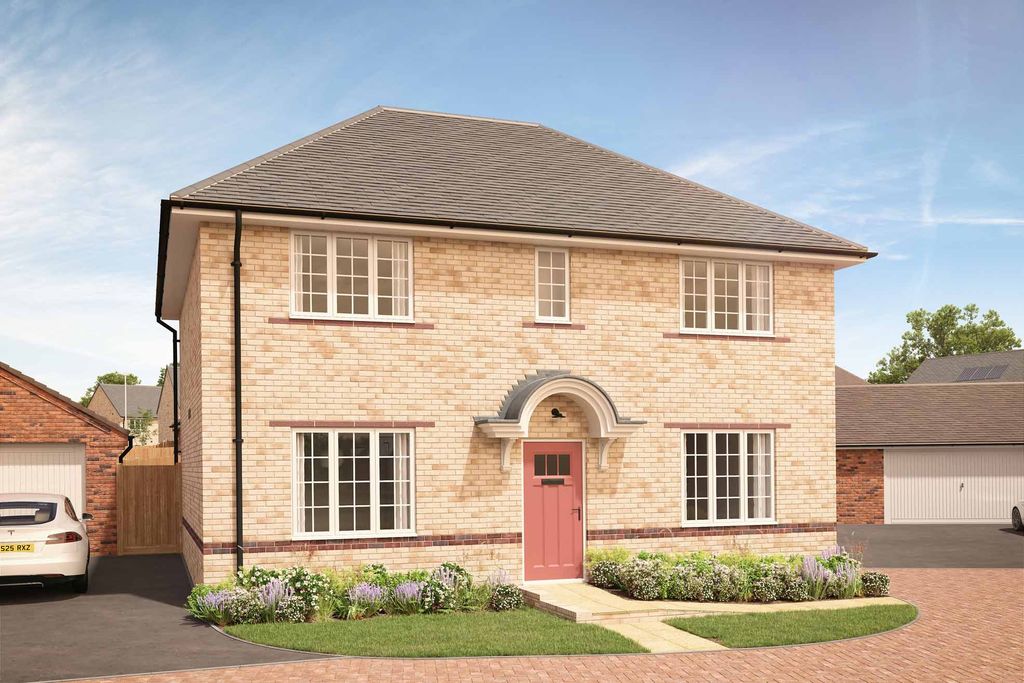 Property photo 1 of 10 A Light Brick House With A Pink Door Stands In The Foreground