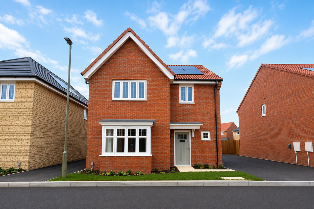 Property photo 1 of 11 A Red Brick House With White-Trimmed Windows And A Light Green Door Stands On A Paved Driveway In Fr