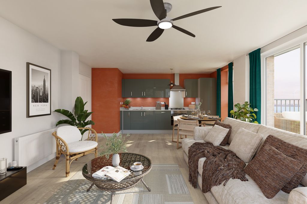 Property photo 3 of 13 Mem129 Cable Wharf - Apartment 2A Living-Kitchen - 003