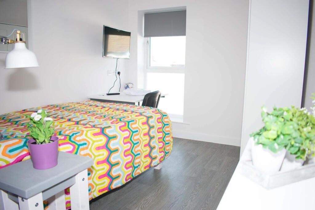 Property photo 1 of 5 Bright Modern Bedroom With Desk And Wall-Side Stud...