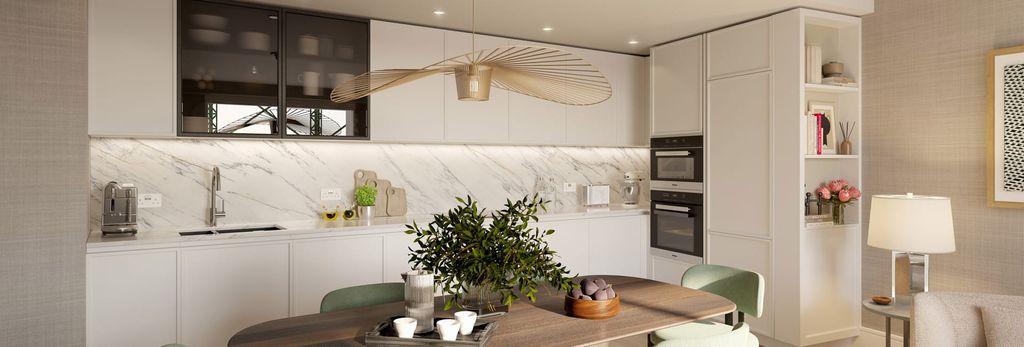Property photo 2 of 4 Modern Designed Kitchen And Wooden Dining Table.