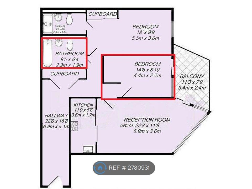 Property photo 2 of 19 Your Bedroom &amp; Bathroom