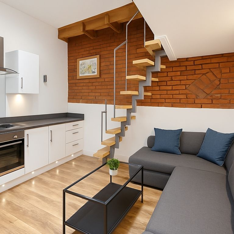 Property photo 1 of 6 A Modern Living Room Featuring A Sleek Kitchen Are...