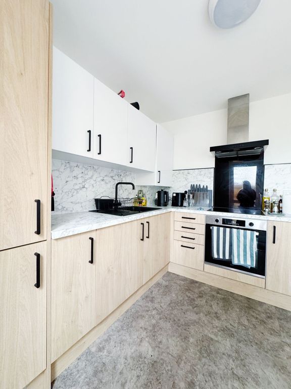 Property photo 1 of 14 Bright Modern Kitchen With Light Wood Lower Cabine...