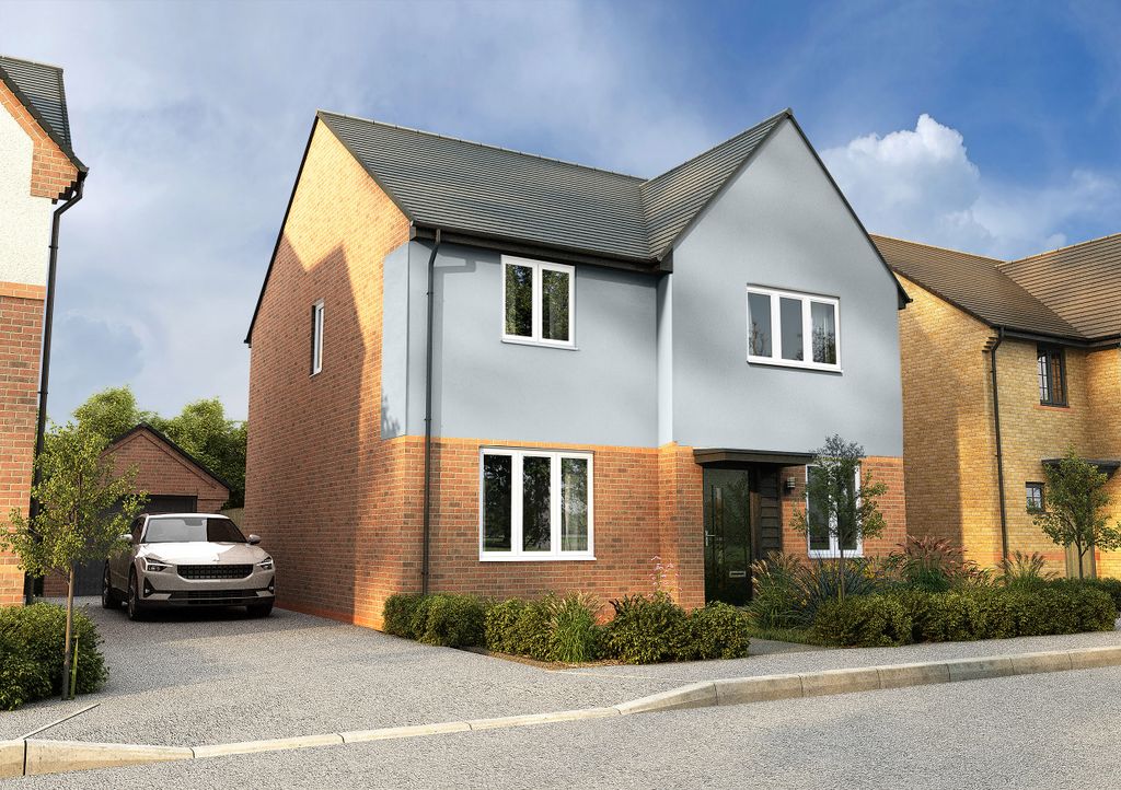 Property photo 1 of 10 A Modern Two-Story House With Brick And Light Blue Siding Sits On A Paved Driveway With A Car