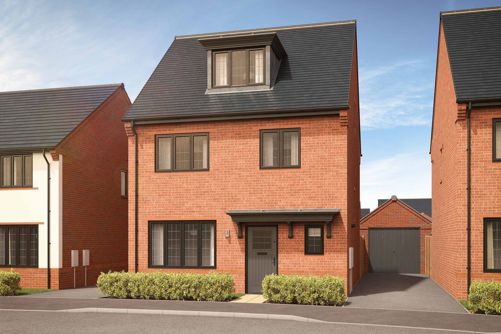 Property photo 1 of 10 A Two-Story Red Brick House With A Dark Gray Tiled Roof Stands Centrally