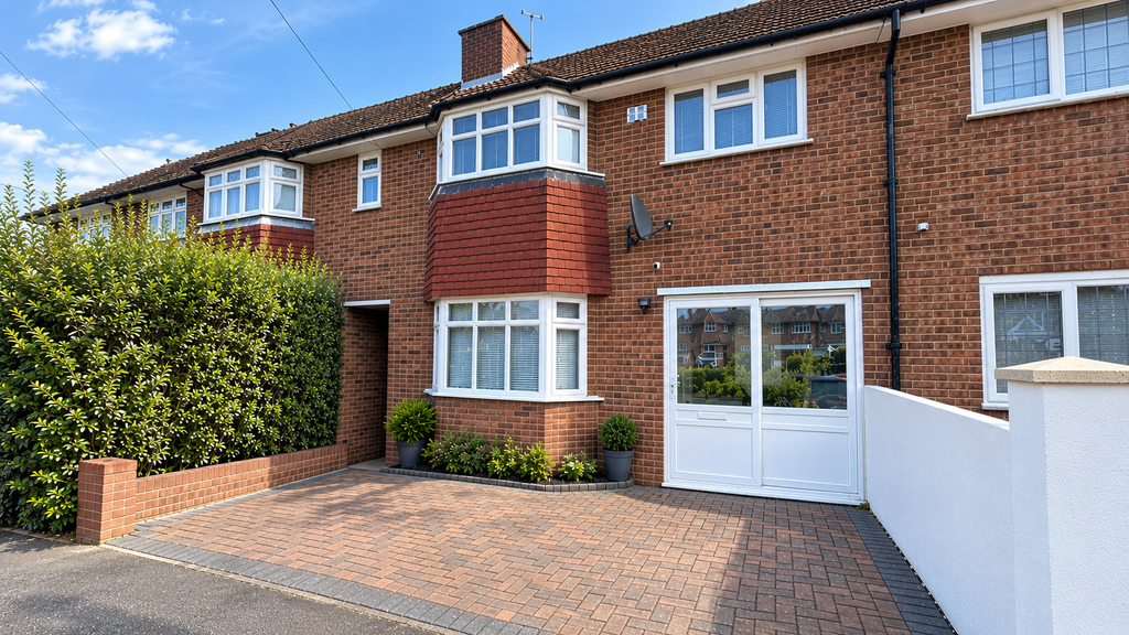 Property photo 1 of 17 Sunny British Terraced House Frontage