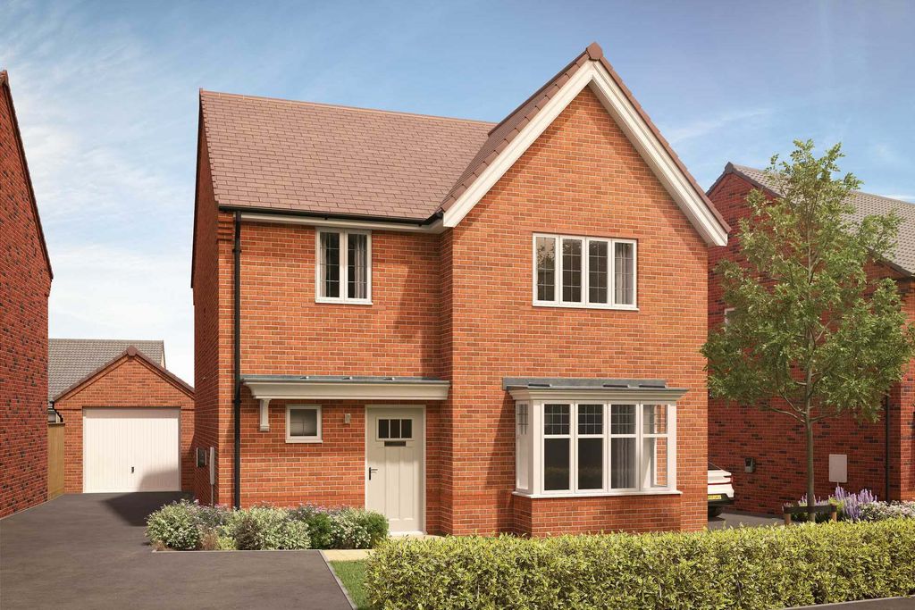 Property photo 1 of 10 A Modern Brick House With A Bay Window And A Garage Sits In The Foreground