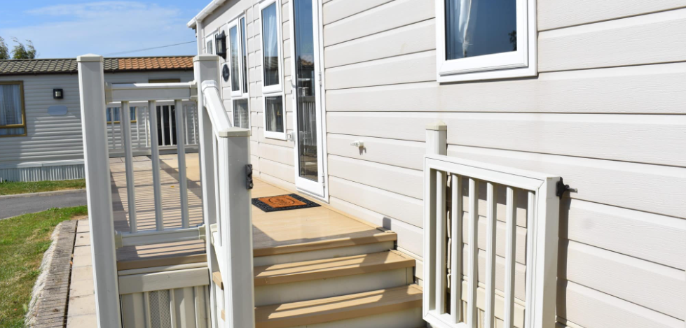 Property photo 2 of 19 Exterior Decking Of The Delta Superior Static Caravan For Sale At Eastland Meadows Country Park, Essex
