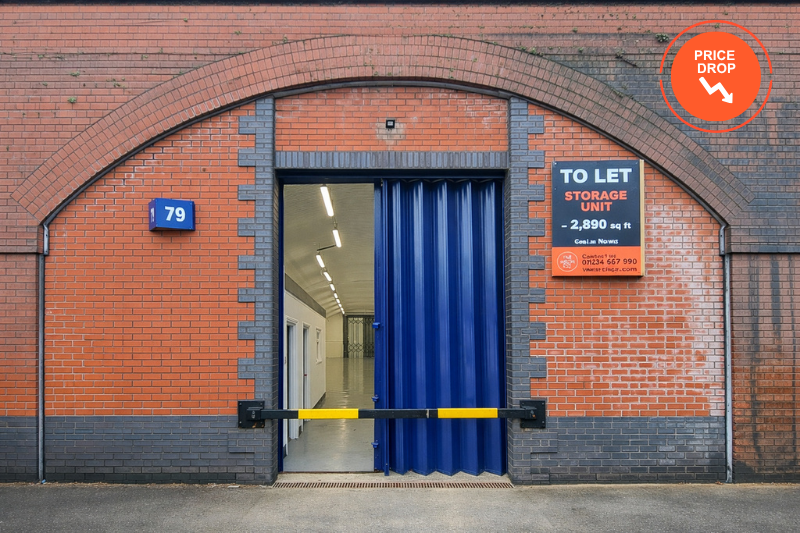 Property photo 1 of 4 The Front Of An Arch, With High Level Glazing, An Open Electric Roller Shutter Entrance Big Enough For Vehicle Access, And A Pedestrian Door.