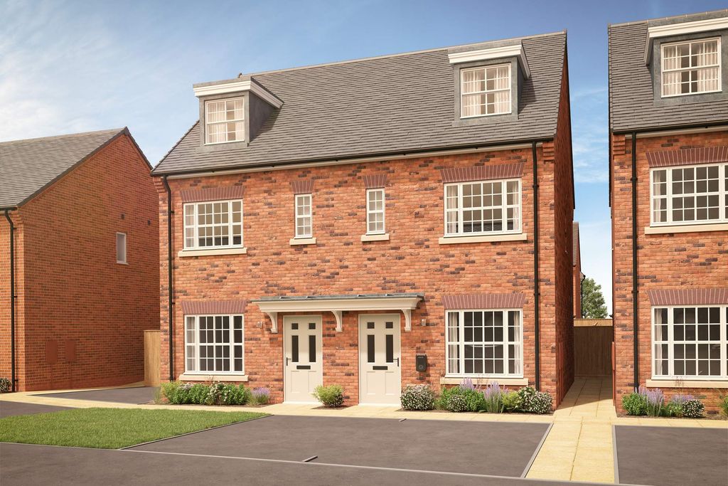 Property photo 1 of 10 A Pair Of Red Brick Semi-Detached Houses With Dormer Windows And White Doors Stand In The Foreground