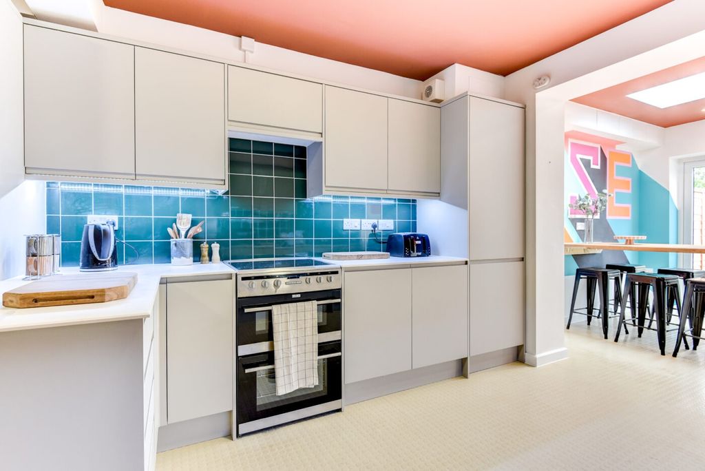 Property photo 3 of 6 Bright Modern Kitchen With Sleek White Cabinets, T...