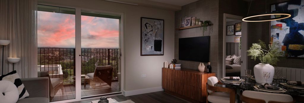Property photo 3 of 5 Modern Designed Living Space With Sofa And Coffee Table Adjacent To Balcony Doors.