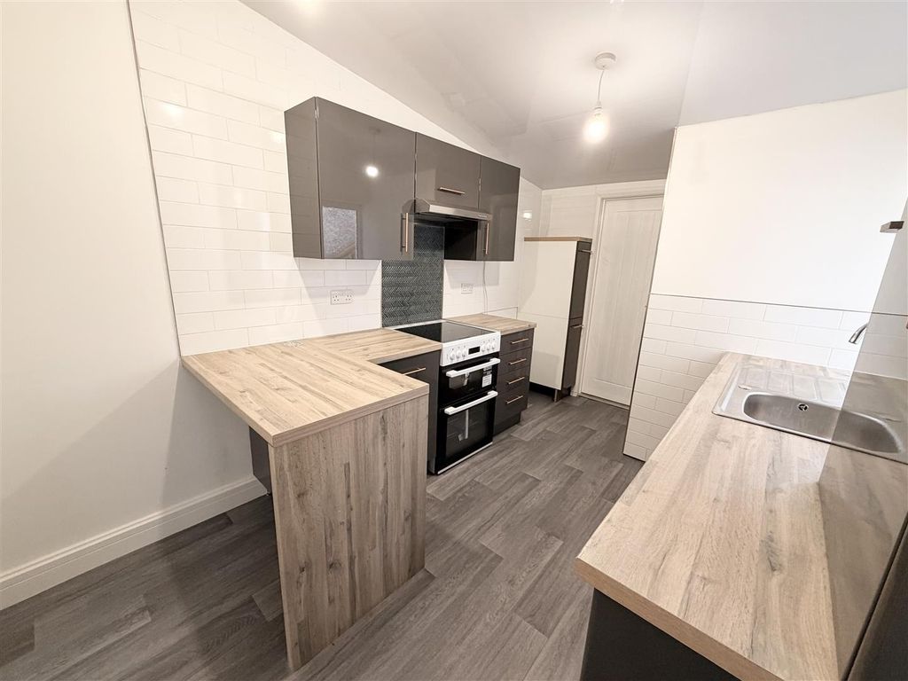 Property photo 3 of 22 Modern Kitchen With Sleek Grey Units And Wood Top...