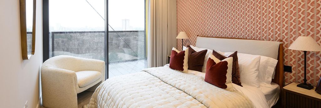 Property photo 3 of 5 Regent's View, Property D1.10.03, Bedroom With Vibrant Design And Stunning City Views