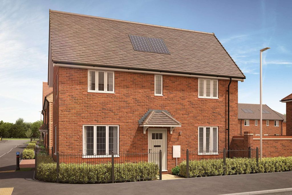 Property photo 1 of 7 A Modern Brick House With Solar Panels On The Roof Stands Behind A Low Fence And Manicured Bushes