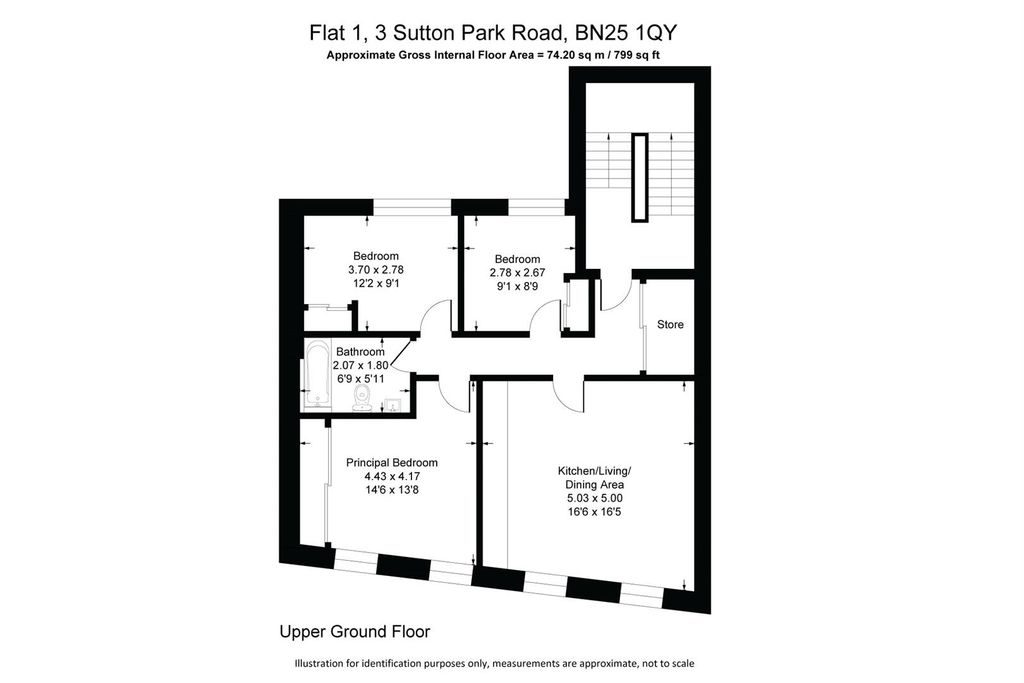 Property photo 3 of 5 Flat 1, 3 Sutton Park Road, Bn25 1Qy.Jpg
