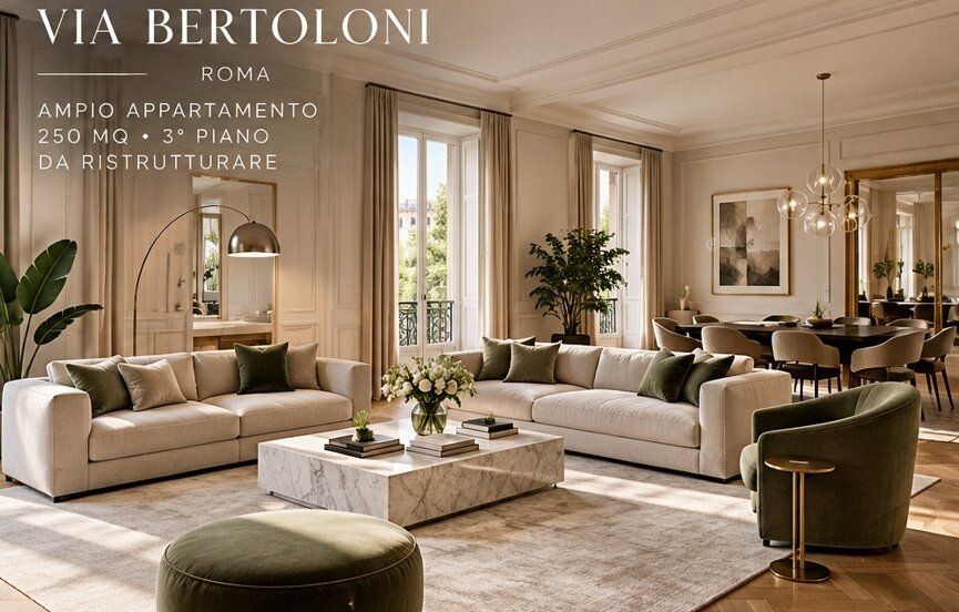 Property photo 1 of 8 Spacious Apartment In Rome, Via Bertoloni, Circa 250 Sqm On The 3rd Floor To Be Renovated